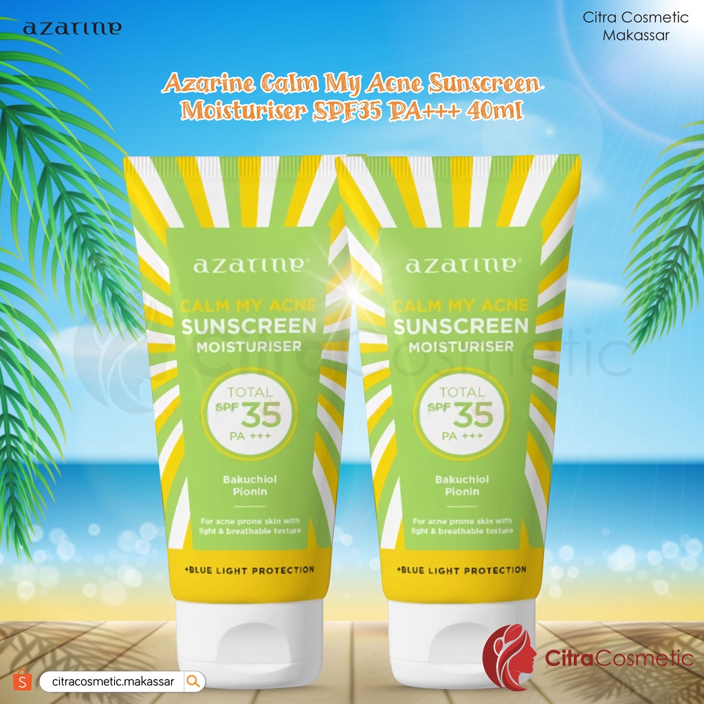❤️CitraCosmetic❤️ Azarine Calm My Acne Sunscreen Moisturizer Spf 35 40 Ml
