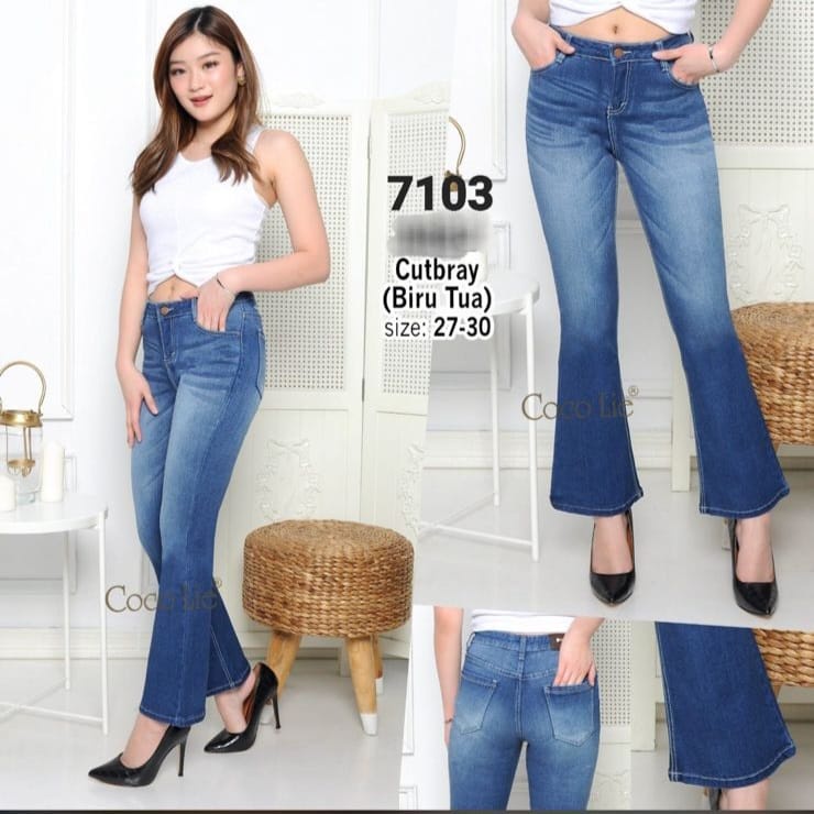 Cutbray Jeans Wanita / Cutbray Jeans Highwaist