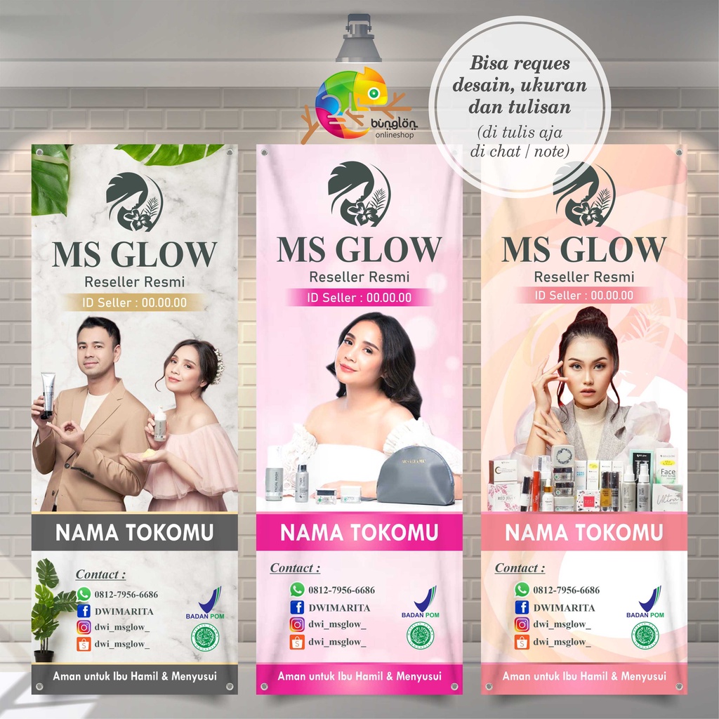 Spanduk, Banner 60x160 Cm MS Glow Reseller, Agen