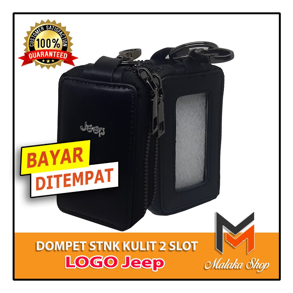 gantungan kunci mobil dompet stnk mobil Jeep Hitam 2 slot zipper