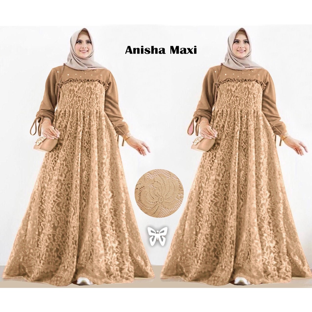 HOPYLOVY - Maxi Dress JUMBO Wanita Brukat Anisha 5L