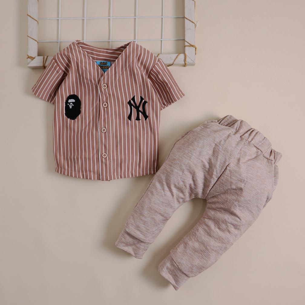 Nuna Store SaintQueen Motif Baseball NY 01 / Setelan Baju Bayi 6 bulan - 4 tahun Baju Anak Laki-laki