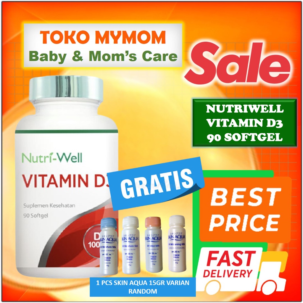 [BPOM] Nutriwell Vitamin D3 1000IU Isi 90 Soft Gel / Nutri-Well / Vitamin Imunitas Tulang / Vitamin Tulang &amp; Gigi / MY MOM