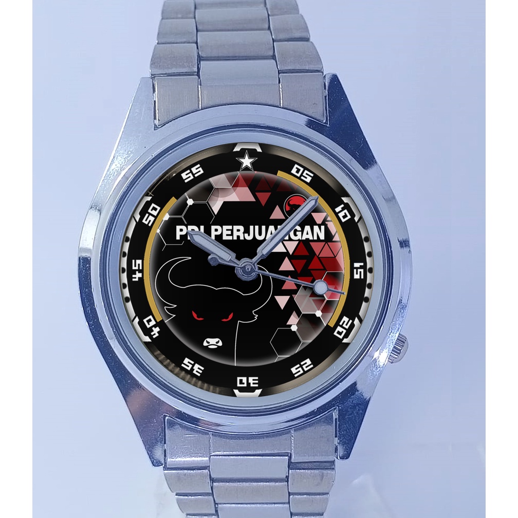 JAM TANGAN STAINLESS // JAM TANGAN CUSTOM STAINLESS PARTAI PDI PERJUANGAN // JAM TANGAN STICKER