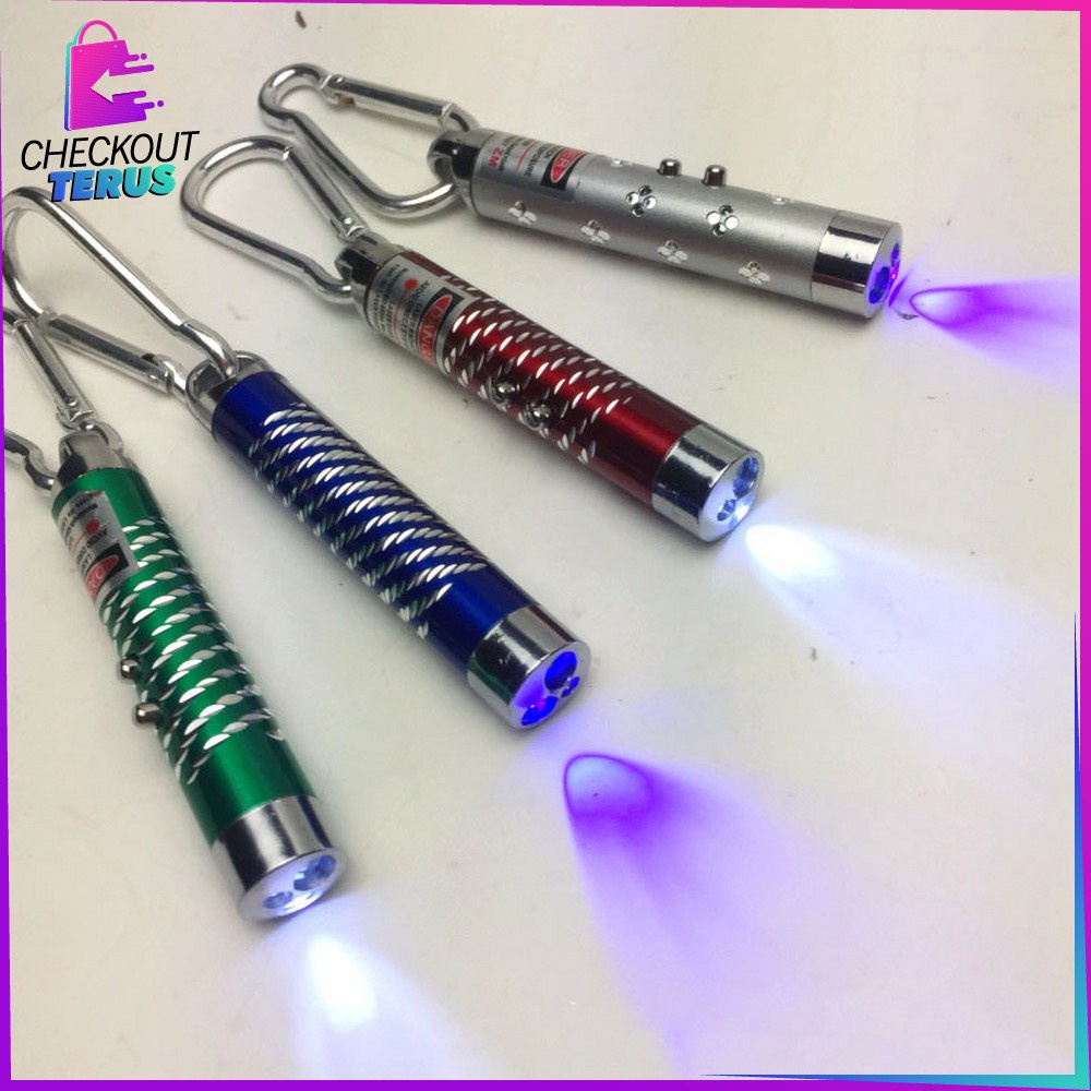 CT C782 Lampu Laser Pointer Motif 3IN1 LED Light Multifungsi Keychain Senter Mini Gantungan Kunci Portable Import