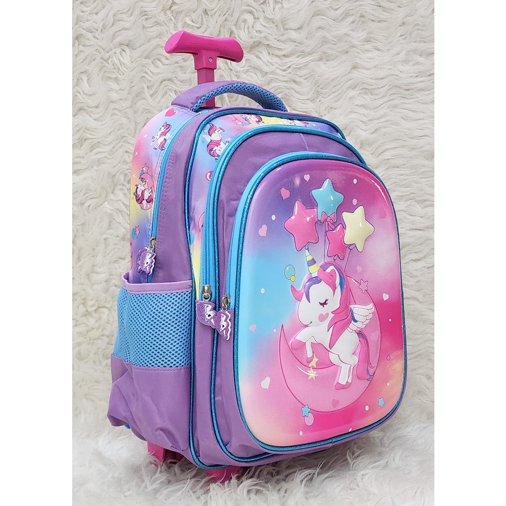 Troli Ransel Sekolah AnakSD Premium 3 Sleting  Unicorn Dino O6133