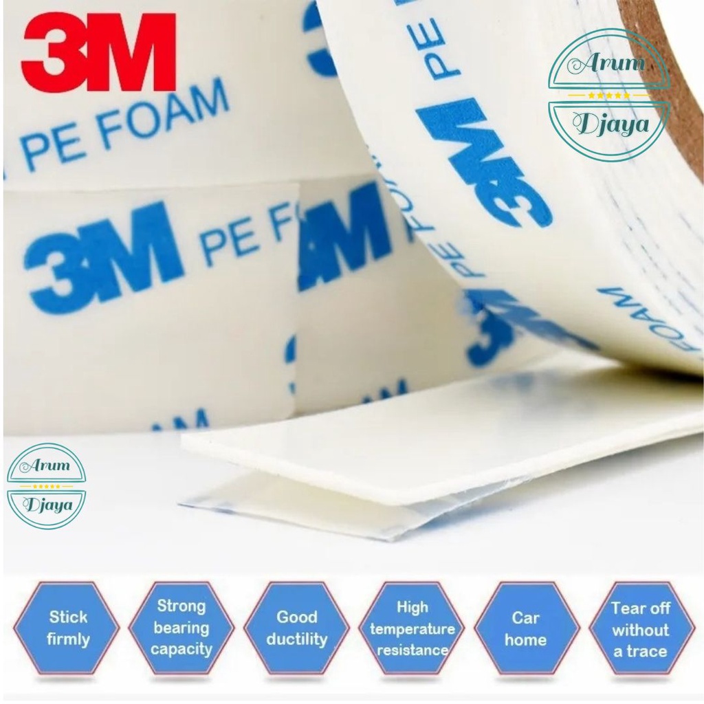 Double Tape 3M Original PE Foam Isolasi Bolak Balik 2cm x 4.5 Meter Original