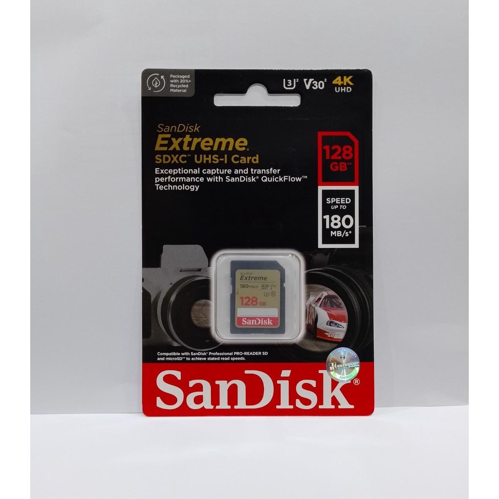 SanDisk Extreme SD Card 128GB UHS-I/Memory Card Kamera upto180Mb/s