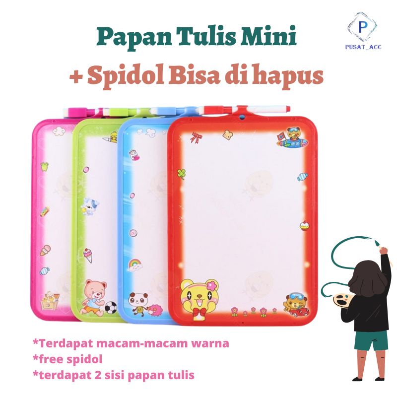 MPP9 - Papan Tulis Anak WhiteBoard mini Edukasi Anak Free Spidol