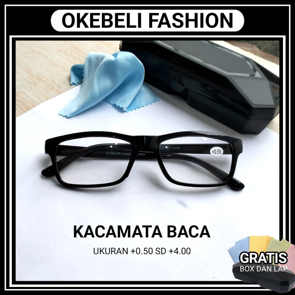 COD KACAMATA BACA RABUN DEKAT FRAME KOTAK UKURAN +0.50 S/D +4.00 GRATIS BOX DAN LAP
