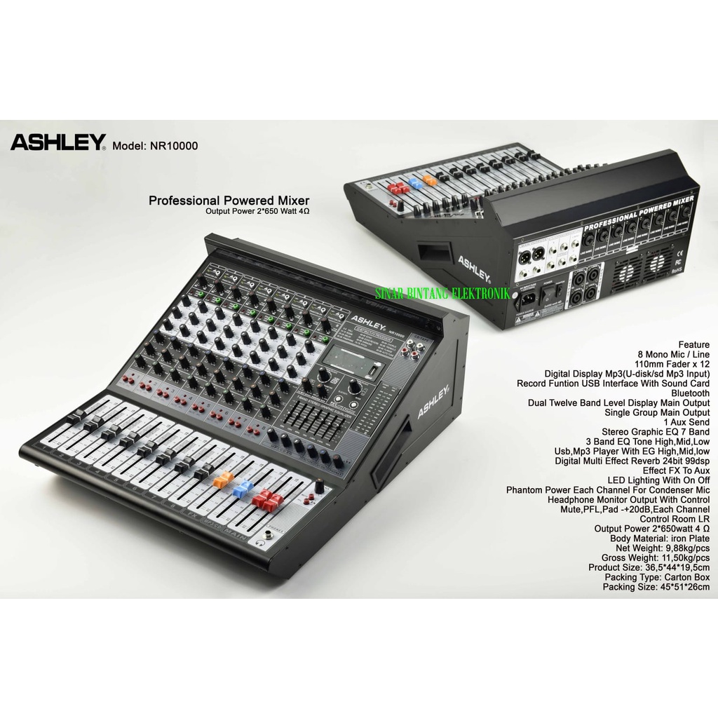 Power Mixer Ashley NR10000 - NR 10000 8 channel 2x600watt Original