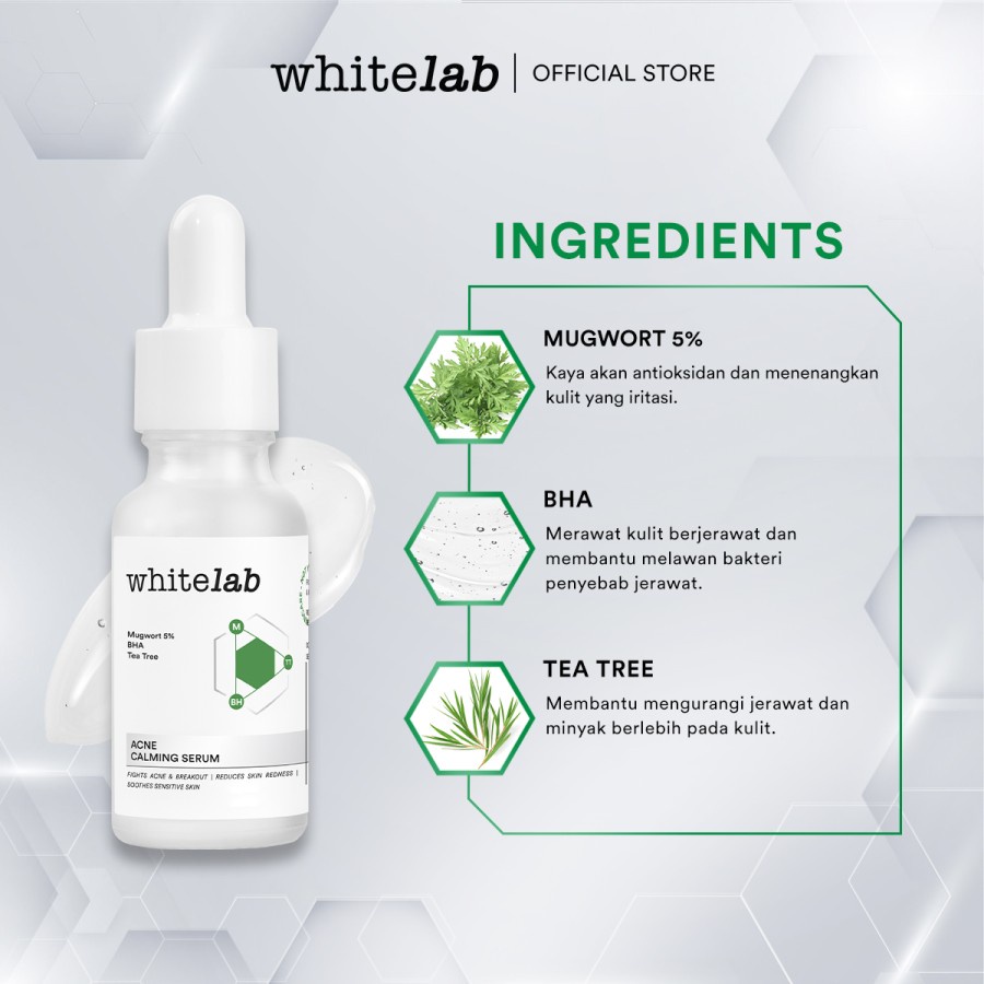 Bisa COD - Whitelab Acne Calming Serum - Serum Jerawat mugwort/Tea tree/Cica