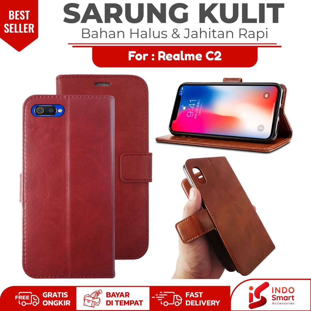 Realme C2 C 2 / Case Realme C2 / C2 / Case A1K / Flip Casing Hp Dompet Wallet Sarung Kulit Hp