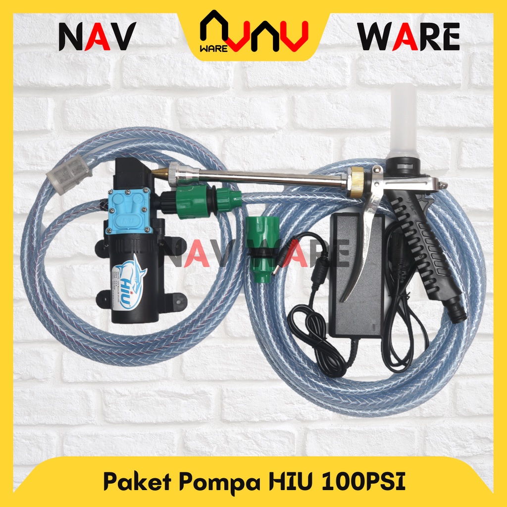 GARANSI (NCIS) PAKET LENGKAP HIU 100PSI POMPA AIR DC 12V SELANG OUT QUICK RELEASE ALAT CUCI MOTOR