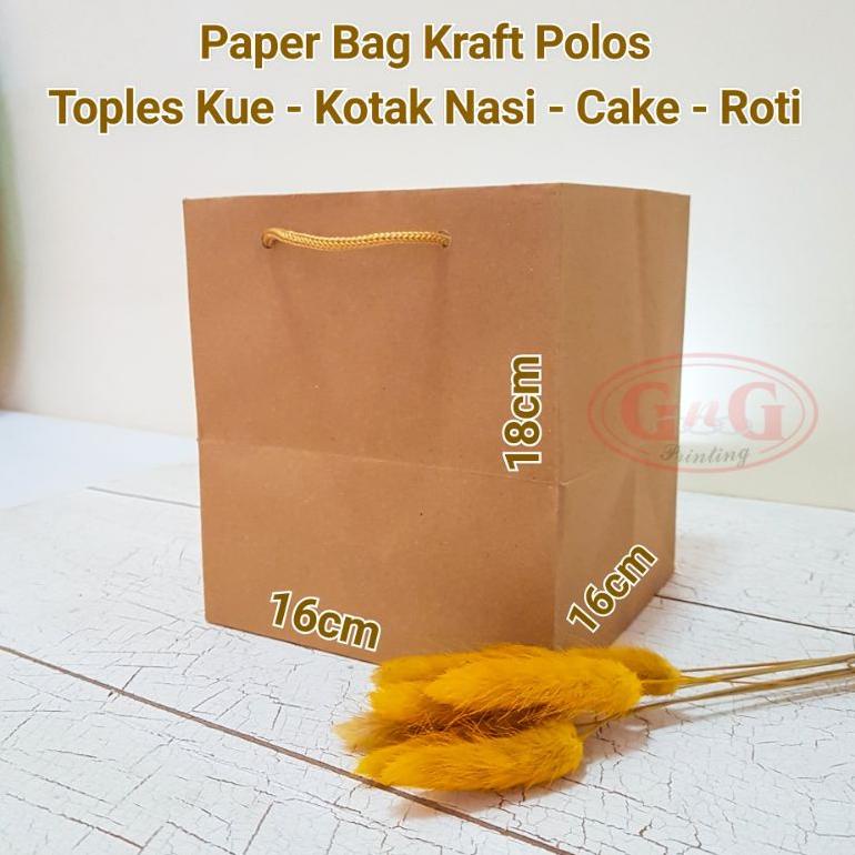 

20PCS - PAPER BAG TOPLES KUE / PAPERBAG / ROTI / BOX / CAKE / BENTO / 16X16X18 .