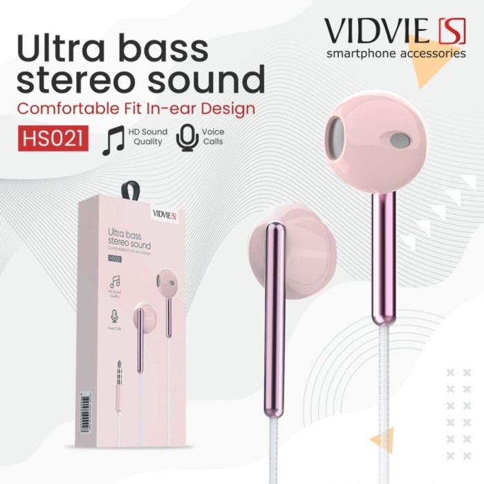 Vidvie S Headset Handsfree Earphone Ultra Bass Stereo Sound HS021 - Pink