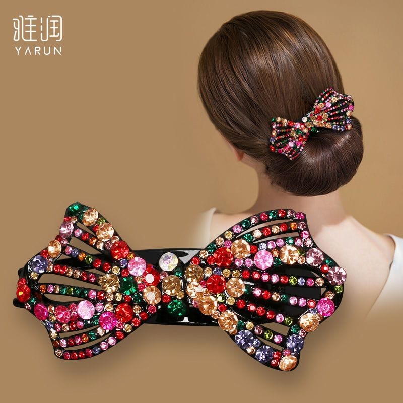 Jepit Rambut Korea Sanggul Wanita motif elegan pita kristal zirkon original import