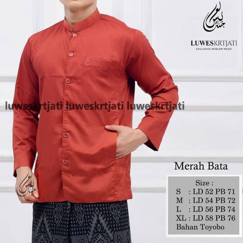 KOKO LUWES TERBARU SEMI JAS SAKU BORDIL WARNA MERAH BATA /KOKO KOMBINASI/ KOKO AZZAHIR