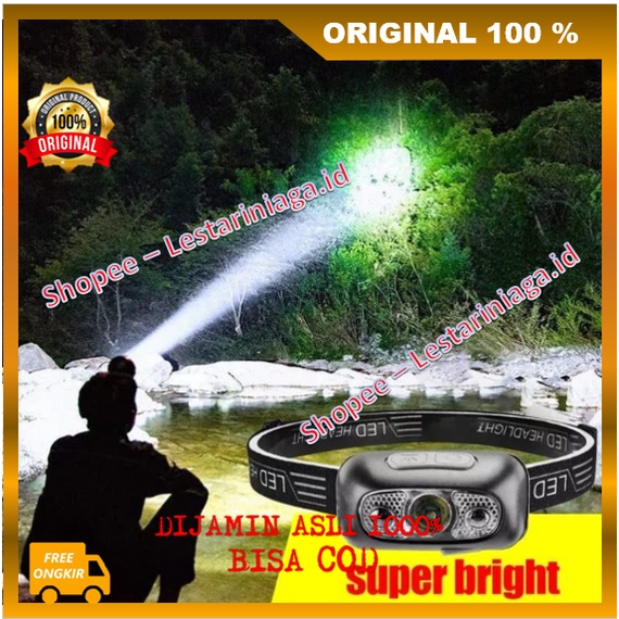 Headlamp Mini Rechargeable Senter Cas Senter Led Kepala Mini Super Terang ORIGINAL