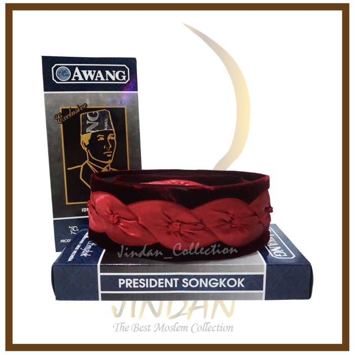 Peci Songkok Kopiah Awang Exslusive Kembang Kol Marun-Merah Betawi - No.5 (W9J8) Original COD Kopyah