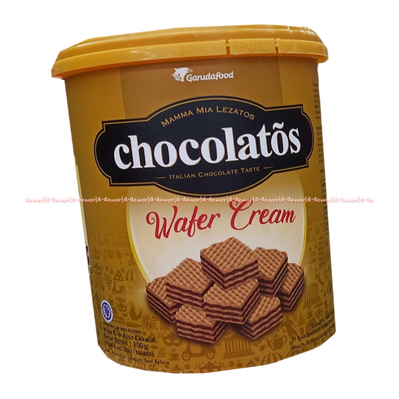 Chocolatos 200gr Wafer Cream Mamma Mia Lezatos Kemasan Kaleng Kuning Ember Cokolatos Wafer Krim Coklat Cokelat Italian Taste Berlapis Lapis Garuda Food