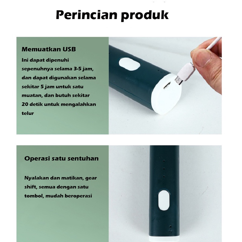 Rechargeable Pembuih Susu Pengocok Telur Handheld Blender Milk Frother Electric Mixer Portable Egg Beater USB