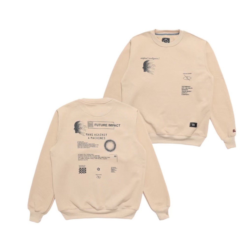 Sweater Crewneck Pria Distro Sweater Pria Warna Cream Crewneck pria Original