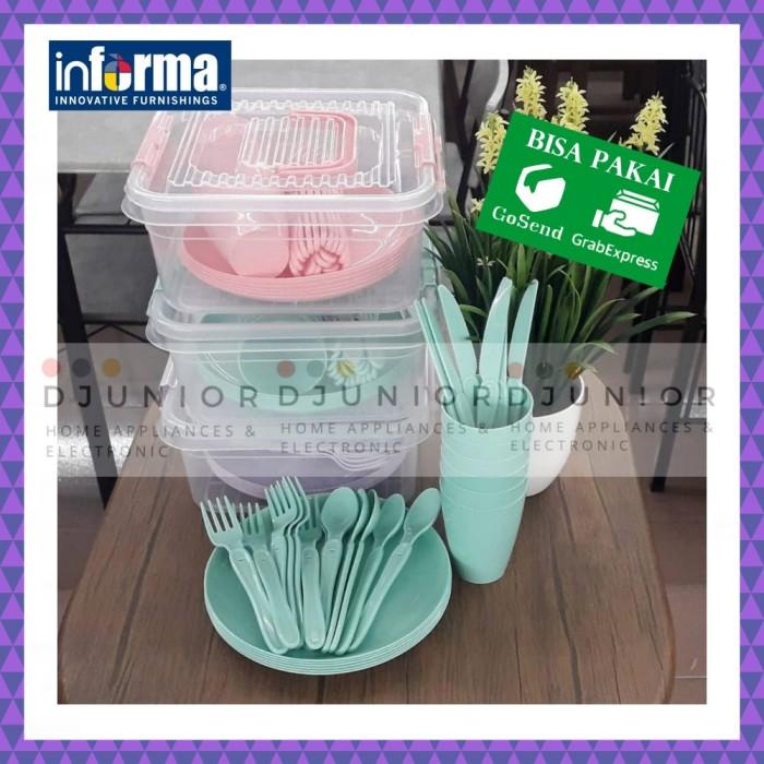 Terlaris Informa - Piknik Set Peralatan Makan / Piring Set Plastik Tempat Makan