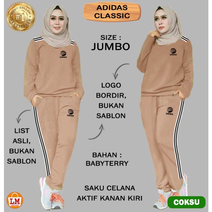 PROMO NEW SALE  LM60376- 3 baju training wanita set adidas - Coksu, XL TERLARIS