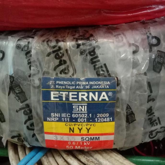 Kabel Eterna 3X1.5mm Kawat Tunggal NYY HITAM per Meter pcmelektrob9090 Segera Dapatkan