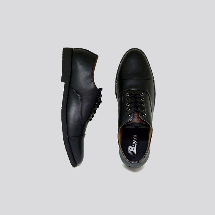 NEWMAN BIG SIZE | Sepatu Pria Full Black Leather Premium Pantofel Tali Laki Ukuran Besar 43-44-45-46-47-48