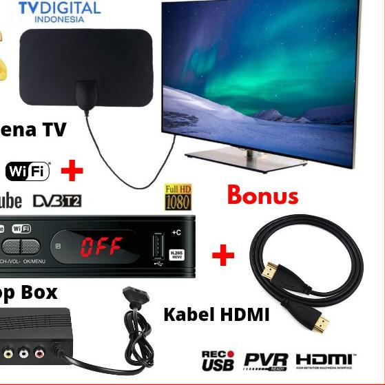 ➶ Set Top Box TV Digital DVB T2 Penerima Siaran Digital H.P Antena Super Jernih ◌