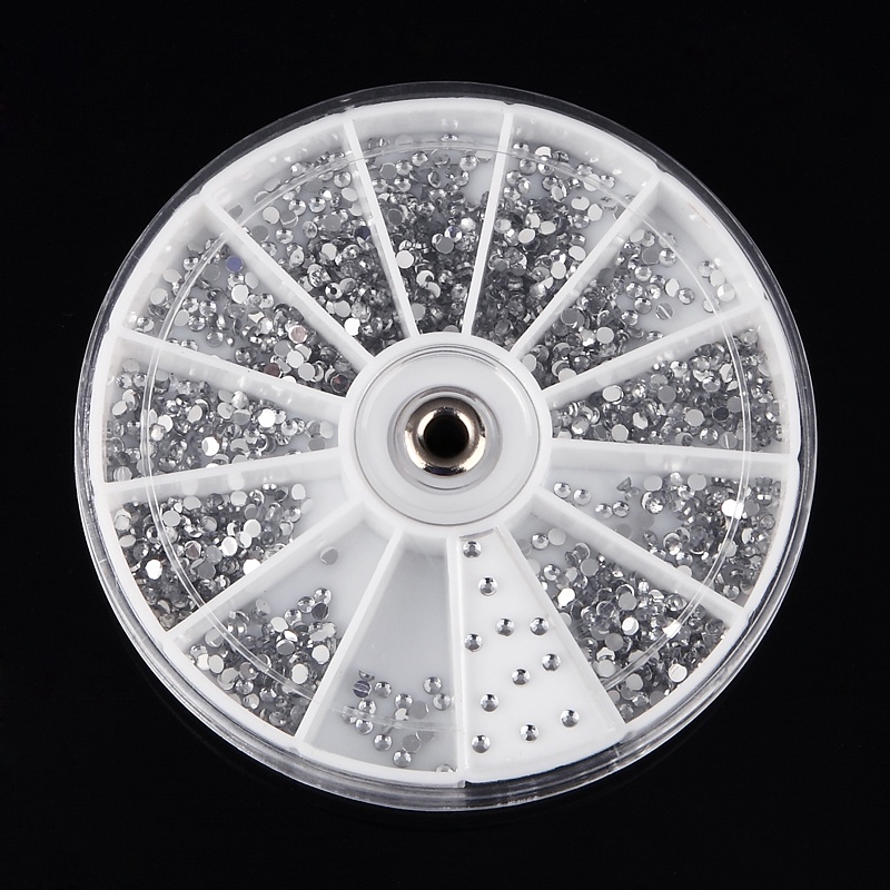 1440 Pcs Manik Silver Berlian Imitasi Kristal Bening 1.6mm / 2mm untuk Dekorasi Kuku