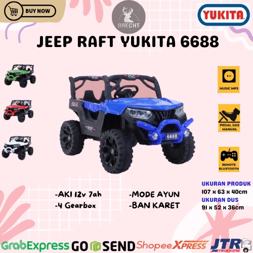 (INSTANT CAR/PICK UP SENDIRI) ) Mainan Anak Mobilan Aki Jeep Yukita Jeep Raft 6688