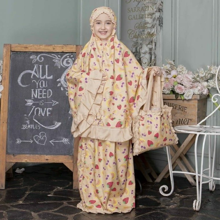MUKENA ANAK 10 TAHUN MODEL TERBARU TANGGUNG POLOS MOTIF BAHAN ADEM KATUN BONUS TAS M24