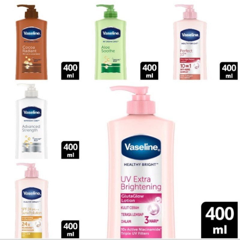 Vaseline Healthy Bright Hand Body Lotion 400 ml ORI BPOM / Vaseline Intensive Care Body Lotion 400ml
