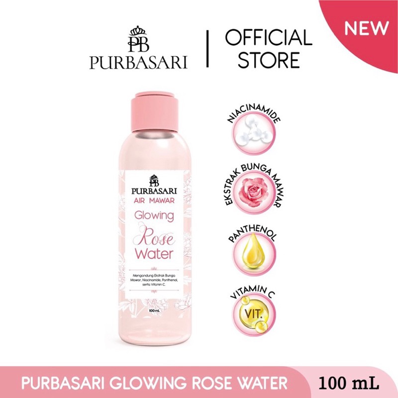 PURBASARI Air Mawar Glowing Rose Water 200ml &amp; 100ml