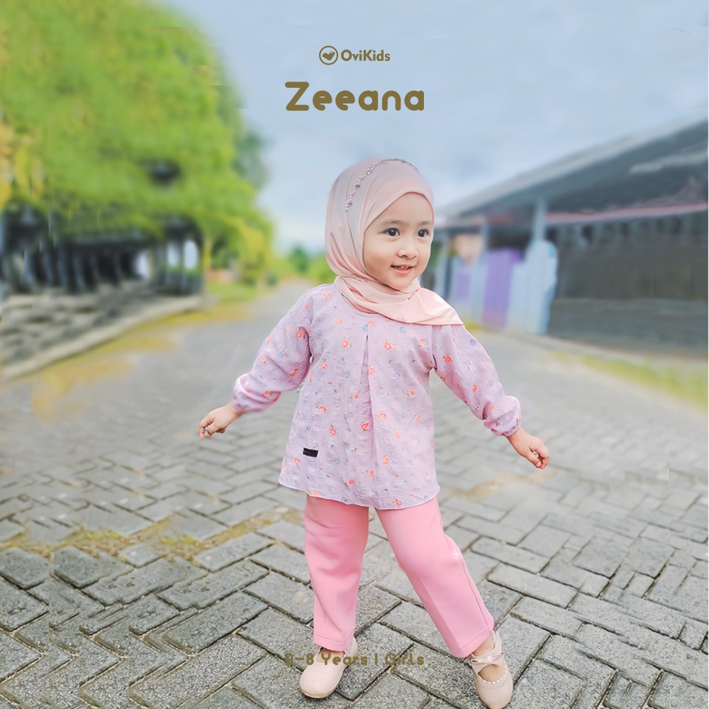 MAKAREEM ZEEANA Setelan Baju Anak Perempuan (2-8 Tahun) SETELAN BAJU MUSLIM PANJANG ANAK EDISI BAJU LEBARAN OVIKIDS