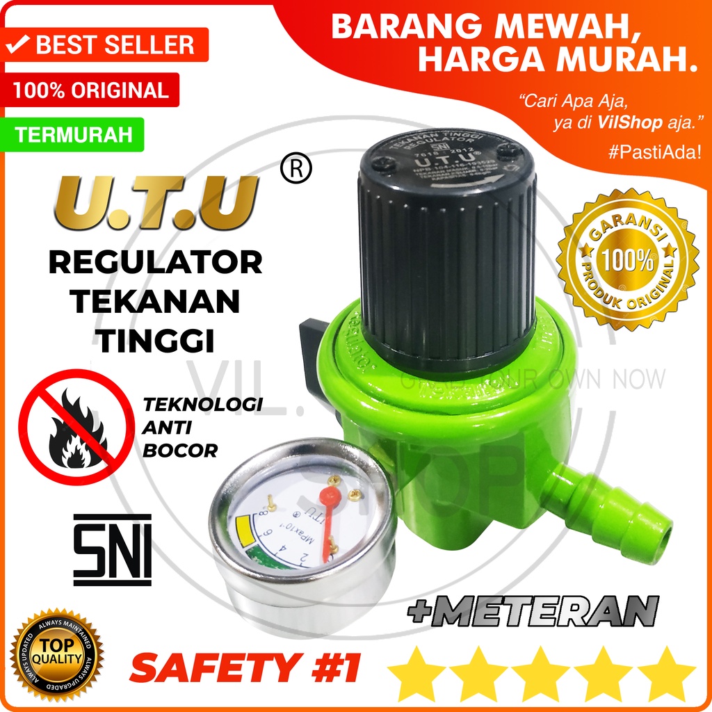 REGULATOR GAS TEKANAN TINGGI + METERAN UTU ASLI KUALITAS BAGUS TEKNOLOGI ANTI BOCOR SNI / KEPALA GAS