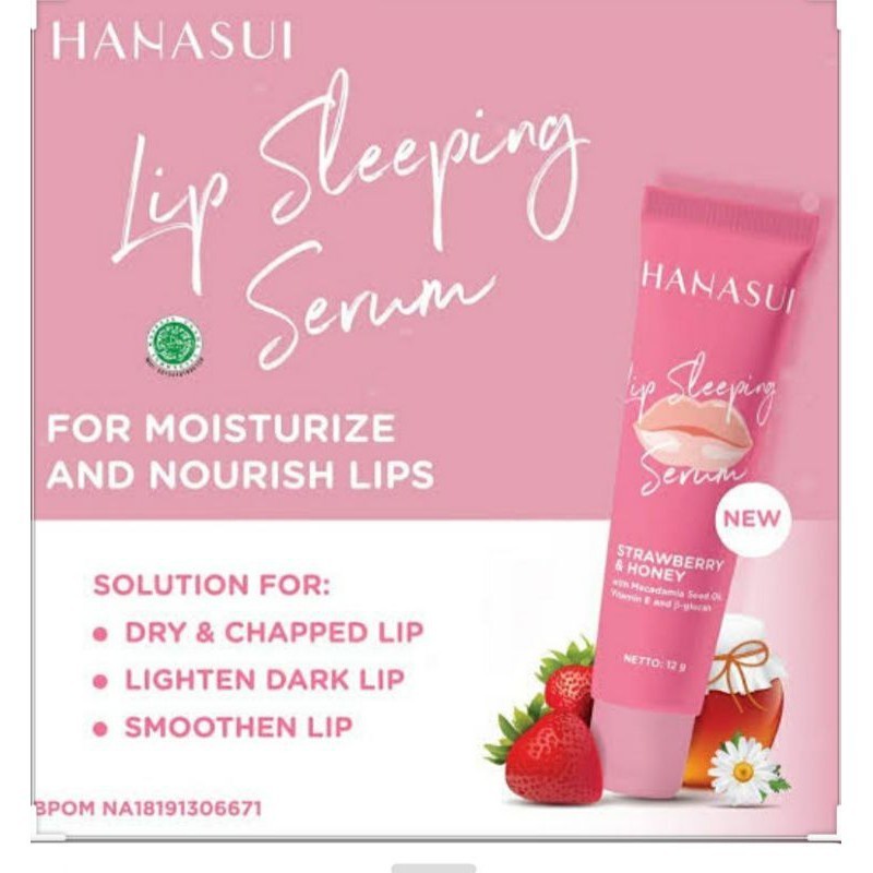 Hanasui LIP SLEEPING SERUM Strawberry &amp; honey 12gr pelembab bibir peca