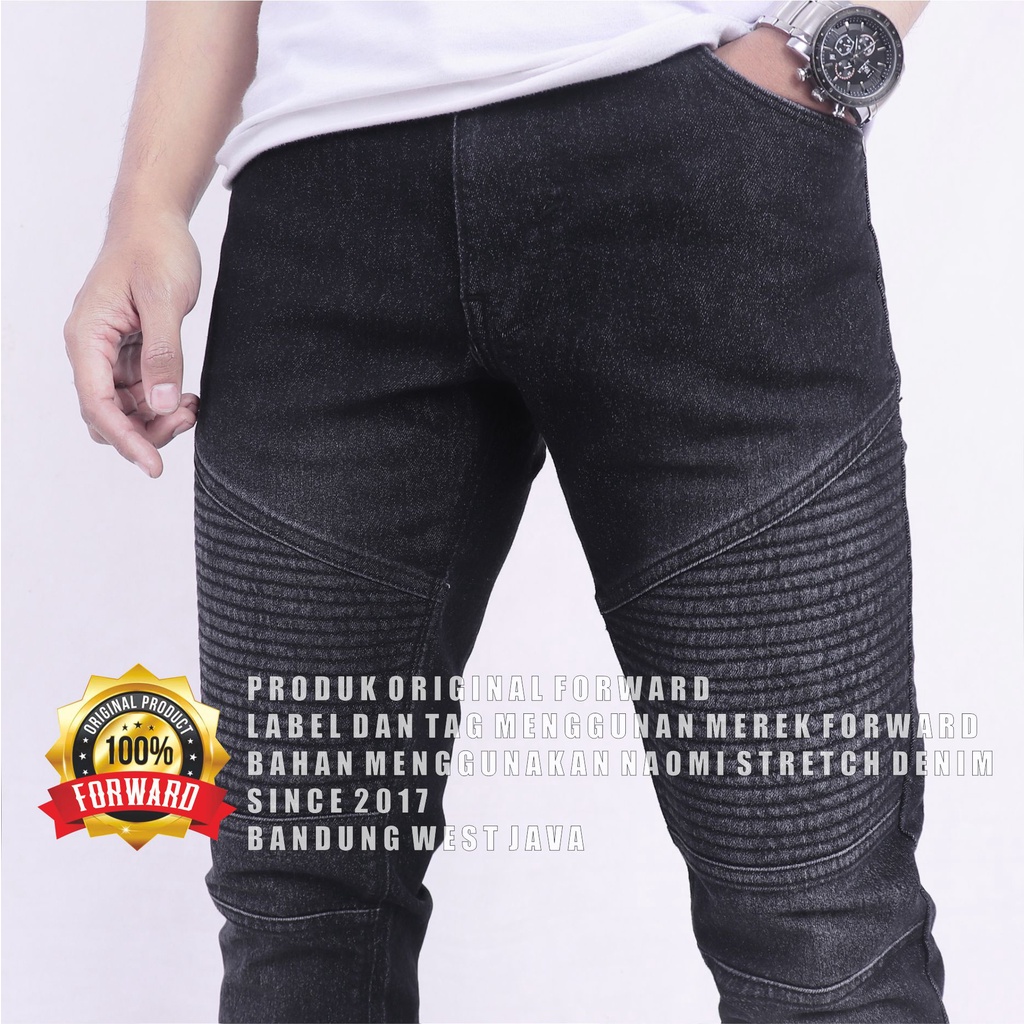 FORWARD System Celana Jeans Bikers Pria Skinny Jeans Panjang Bikers Rider Ripped - Celana Jeans Pria Sobek Lutut Ripped - Jeans