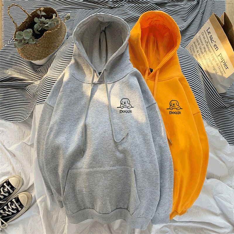 Parisdivarious Sweater Hoodie Jemper (Bordir) Doogie Bahan Fleece Size S - XXL (Pria &amp; Wanita)