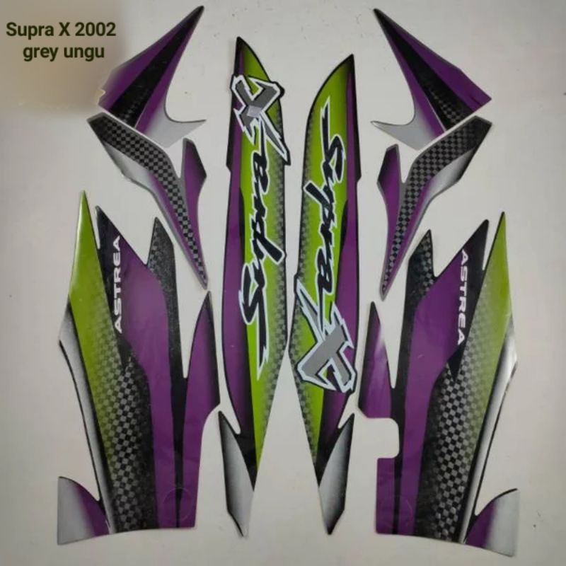 lis body/stiker/striping honda Supra X 100cc 2002 abu abu hitam Kw kualitas bagus