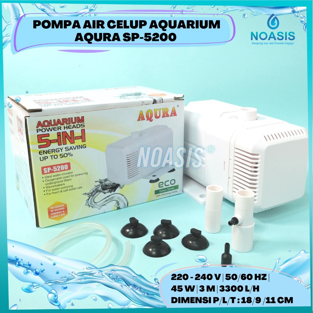 AQURA Pompa Air Celup Aquarium AQURA sp 5200 Sp - 5200 45 W 3300 Litter