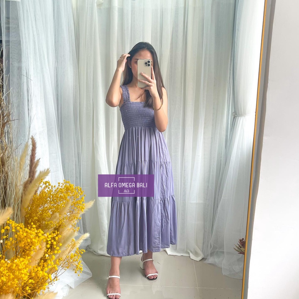 AO Maxi Dress Kerut Tanpa Lengan Terbaru