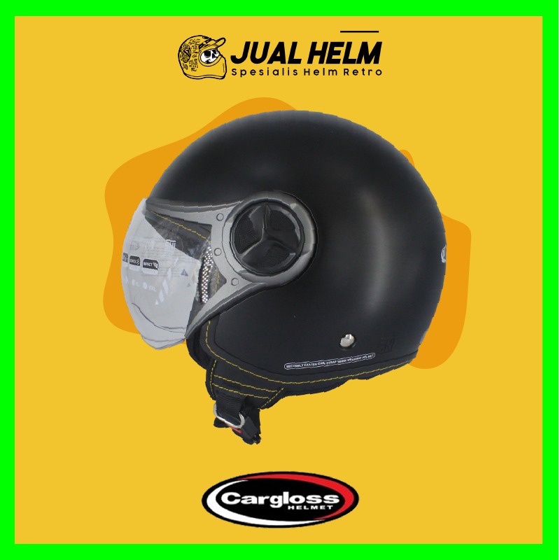 Helm Cargloss Anak YRJ Ghotic Black Doff | Helm Cargloss Retro Half Face | JUAL HELM