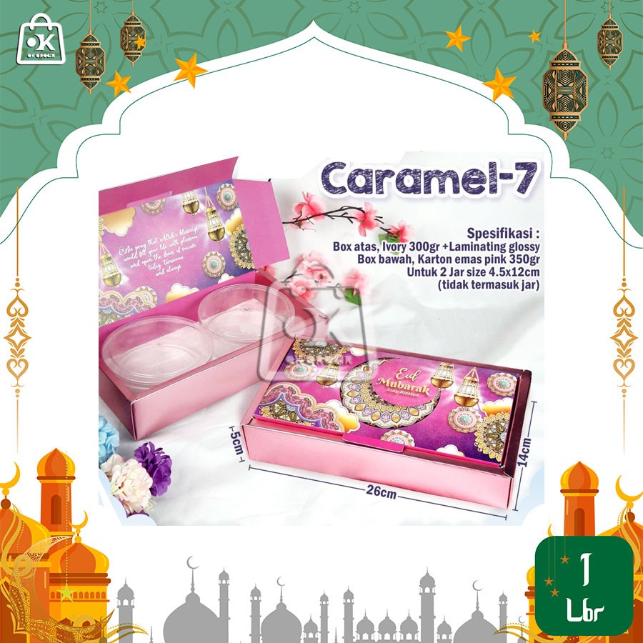 

Box Lebaran CARAMEL untuk isi Toples 2 @4.5x12cm/ Dus Idul Fitri (1 lbr)