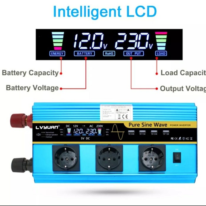 Inverter murah pure sine wave 12dc ke 220ac