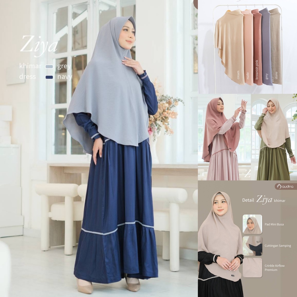 JILBAB KHIMAR|| PET ANTEM|| ZIYA KHIMAR BAHAN AIRFLOW CRINKLE PREMIUM ORI AUDINA HIJAB