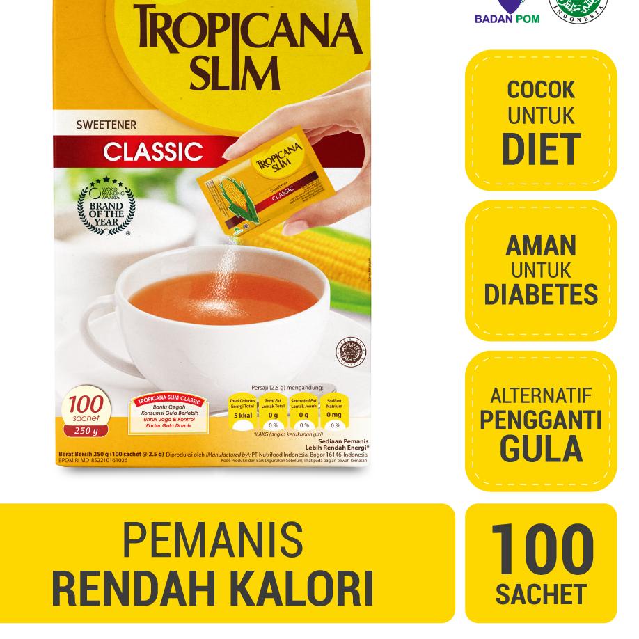 

☃ Tropicana Slim Sweetener Classic 100 sachet - Pemanis untuk Bantu Batasi Gula ★